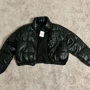 Brand new Zara faux leather puffer coat